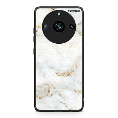 Realme 11 Pro+ White Gold Marble θήκη από τη Smartfits με σχέδιο στο πίσω μέρος και μαύρο περίβλημα | Smartphone case with colorful back and black bezels by Smartfits