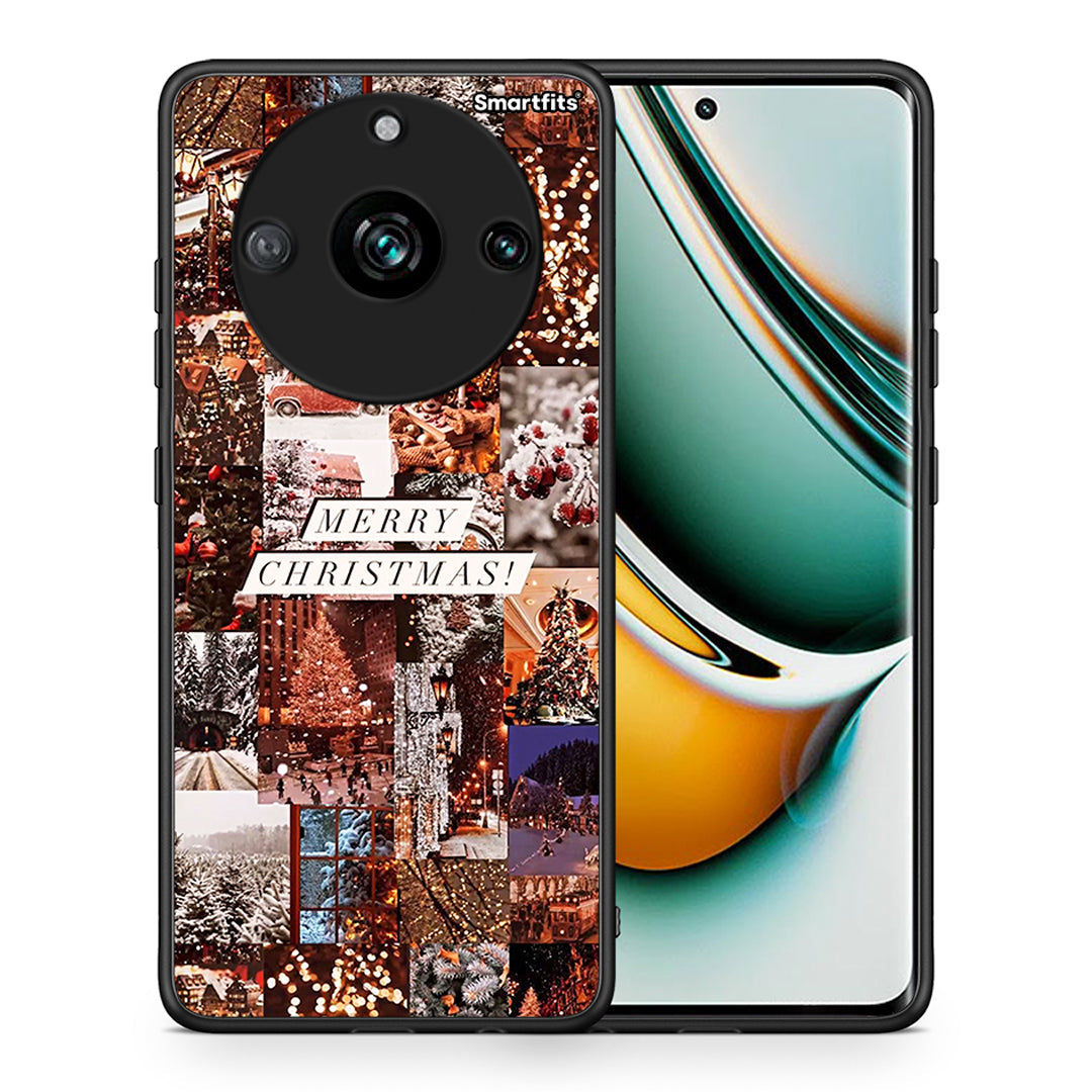 Θήκη Realme 11 Pro+ Xmas Collage από τη Smartfits με σχέδιο στο πίσω μέρος και μαύρο περίβλημα | Realme 11 Pro+ Xmas Collage case with colorful back and black bezels