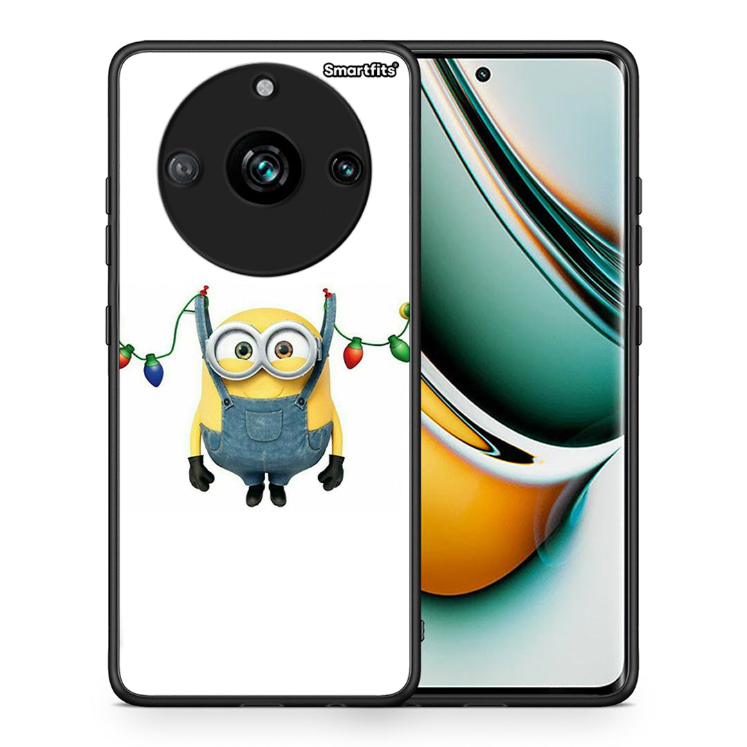 Θήκη Realme 11 Pro Xmas Minion Lights από τη Smartfits με σχέδιο στο πίσω μέρος και μαύρο περίβλημα | Realme 11 Pro Xmas Minion Lights case with colorful back and black bezels