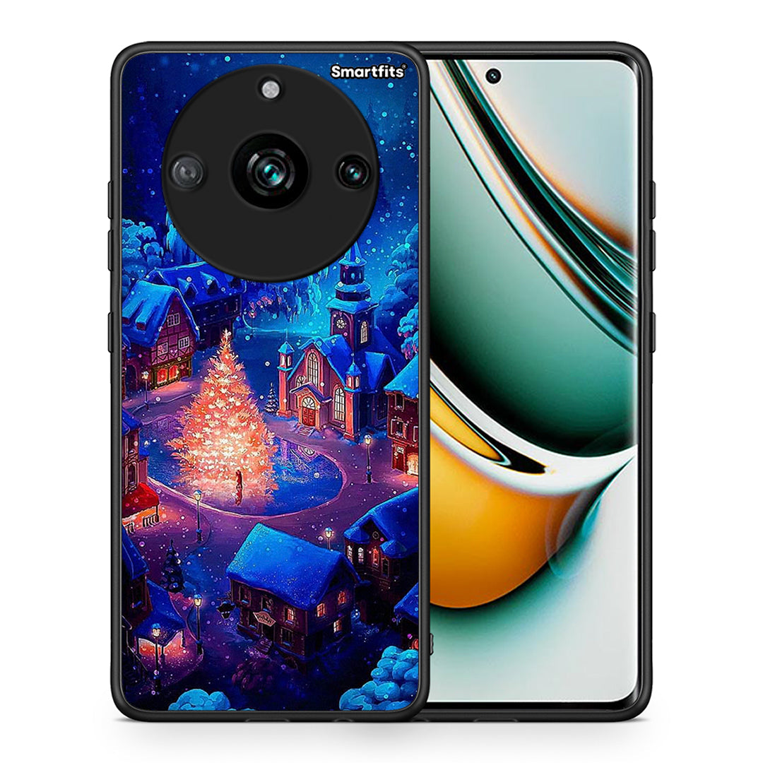 Θήκη Realme 11 Pro+ Xmas Village από τη Smartfits με σχέδιο στο πίσω μέρος και μαύρο περίβλημα | Realme 11 Pro+ Xmas Village case with colorful back and black bezels