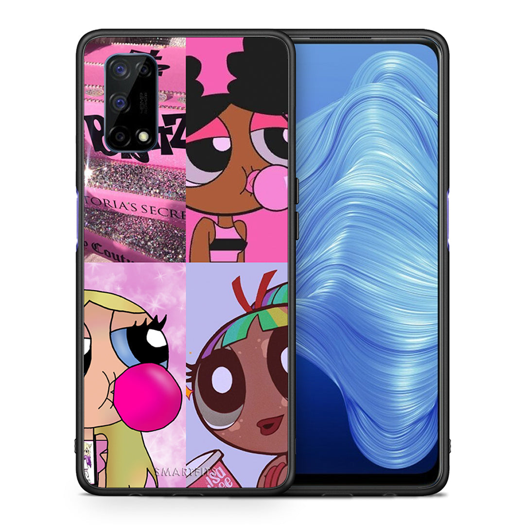 Θήκη Αγίου Βαλεντίνου Realme 7 5G Bubble Girls από τη Smartfits με σχέδιο στο πίσω μέρος και μαύρο περίβλημα | Realme 7 5G Bubble Girls case with colorful back and black bezels