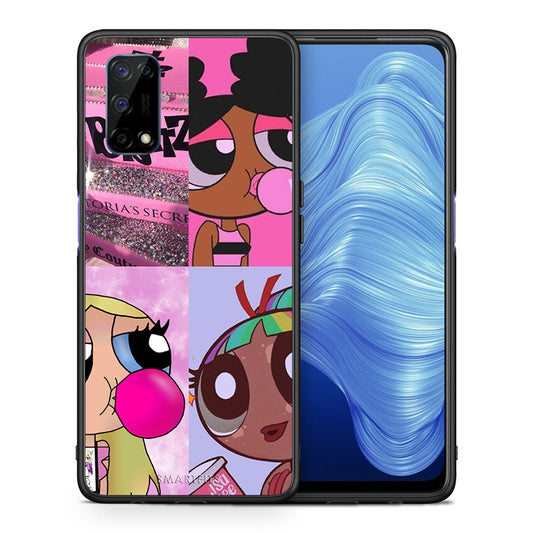 Θήκη Αγίου Βαλεντίνου Realme 7 5G Bubble Girls από τη Smartfits με σχέδιο στο πίσω μέρος και μαύρο περίβλημα | Realme 7 5G Bubble Girls case with colorful back and black bezels