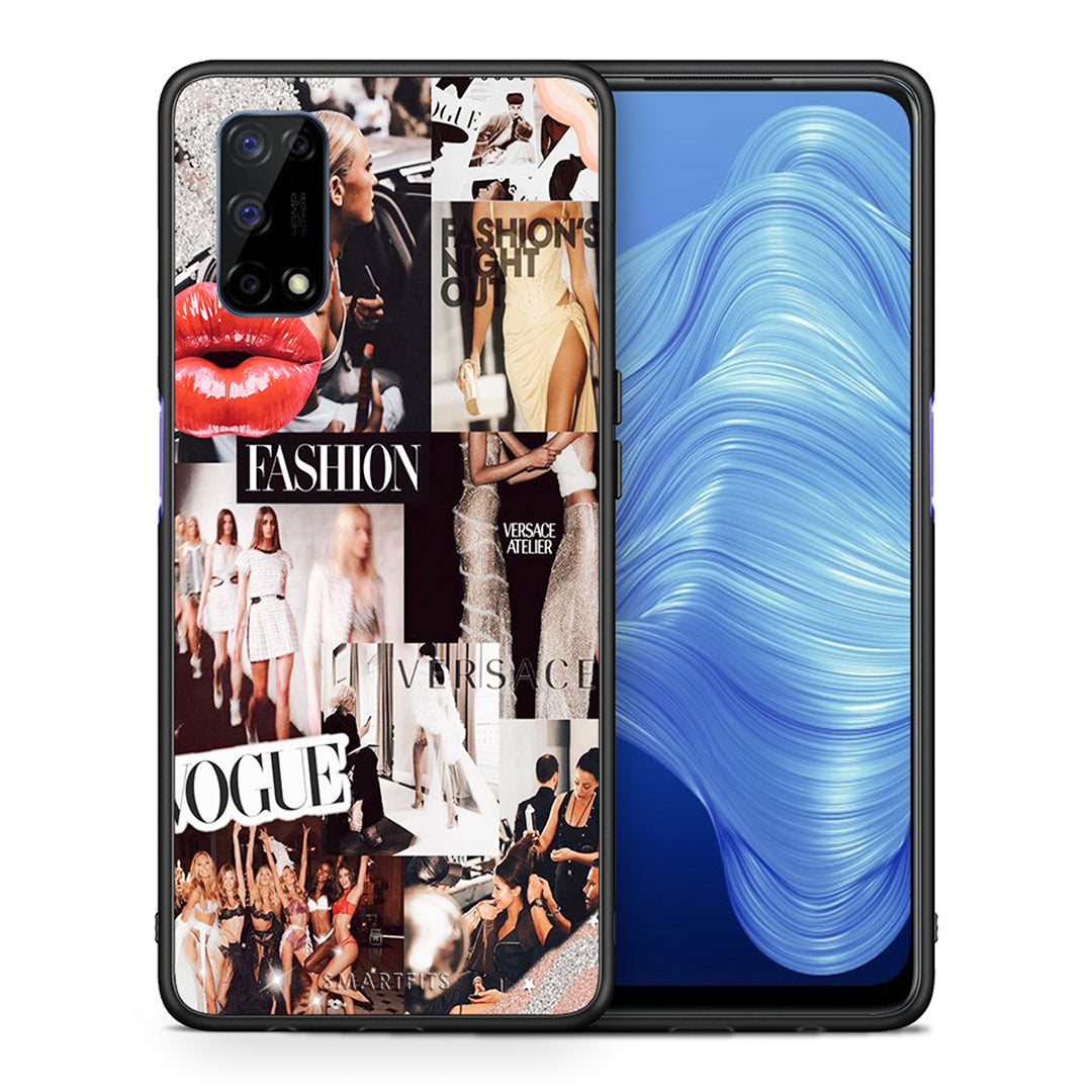 Θήκη Αγίου Βαλεντίνου Realme 7 5G Collage Fashion από τη Smartfits με σχέδιο στο πίσω μέρος και μαύρο περίβλημα | Realme 7 5G Collage Fashion case with colorful back and black bezels