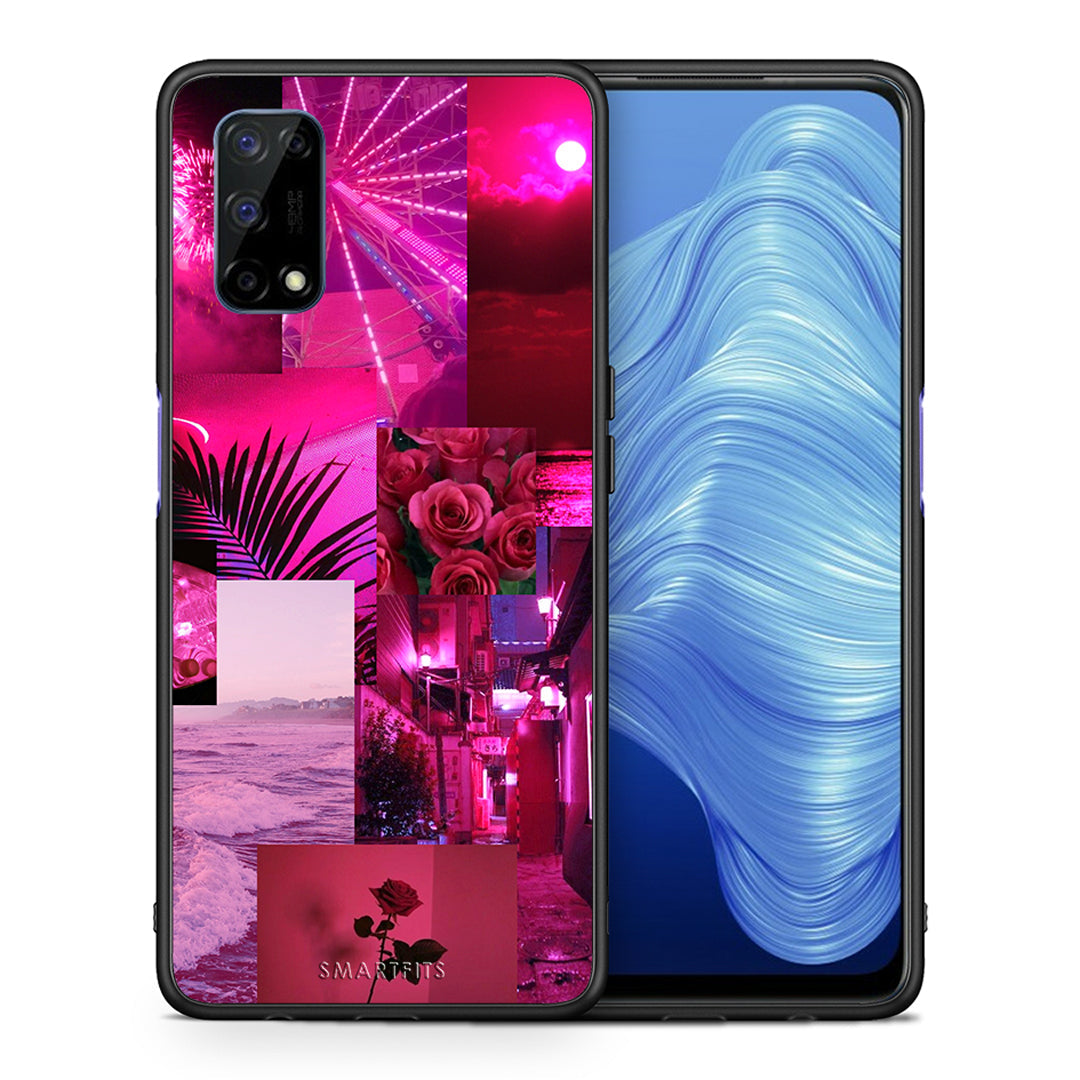 Θήκη Αγίου Βαλεντίνου Realme 7 5G Collage Red Roses από τη Smartfits με σχέδιο στο πίσω μέρος και μαύρο περίβλημα | Realme 7 5G Collage Red Roses case with colorful back and black bezels