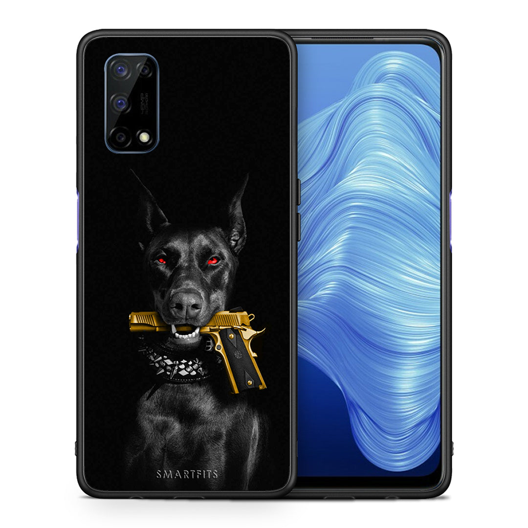 Θήκη Αγίου Βαλεντίνου Realme 7 5G Golden Gun από τη Smartfits με σχέδιο στο πίσω μέρος και μαύρο περίβλημα | Realme 7 5G Golden Gun case with colorful back and black bezels