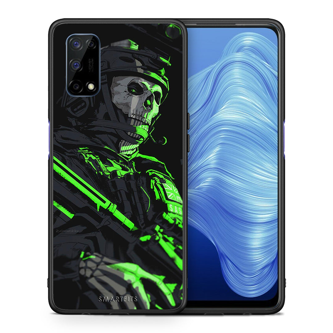 Θήκη Αγίου Βαλεντίνου Realme 7 5G Green Soldier από τη Smartfits με σχέδιο στο πίσω μέρος και μαύρο περίβλημα | Realme 7 5G Green Soldier case with colorful back and black bezels