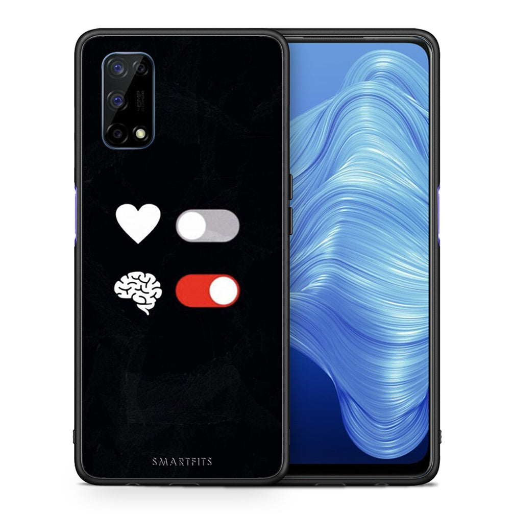 Θήκη Αγίου Βαλεντίνου Realme 7 5G Heart Vs Brain από τη Smartfits με σχέδιο στο πίσω μέρος και μαύρο περίβλημα | Realme 7 5G Heart Vs Brain case with colorful back and black bezels