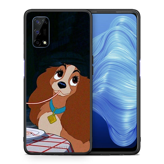 Θήκη Αγίου Βαλεντίνου Realme 7 5G Lady And Tramp 2 από τη Smartfits με σχέδιο στο πίσω μέρος και μαύρο περίβλημα | Realme 7 5G Lady And Tramp 2 case with colorful back and black bezels