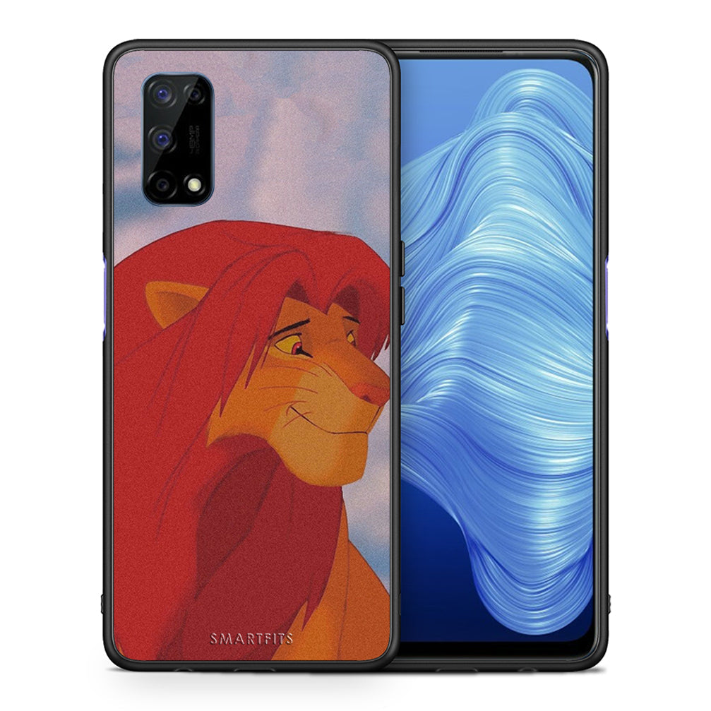 Θήκη Αγίου Βαλεντίνου Realme 7 5G Lion Love 1 από τη Smartfits με σχέδιο στο πίσω μέρος και μαύρο περίβλημα | Realme 7 5G Lion Love 1 case with colorful back and black bezels