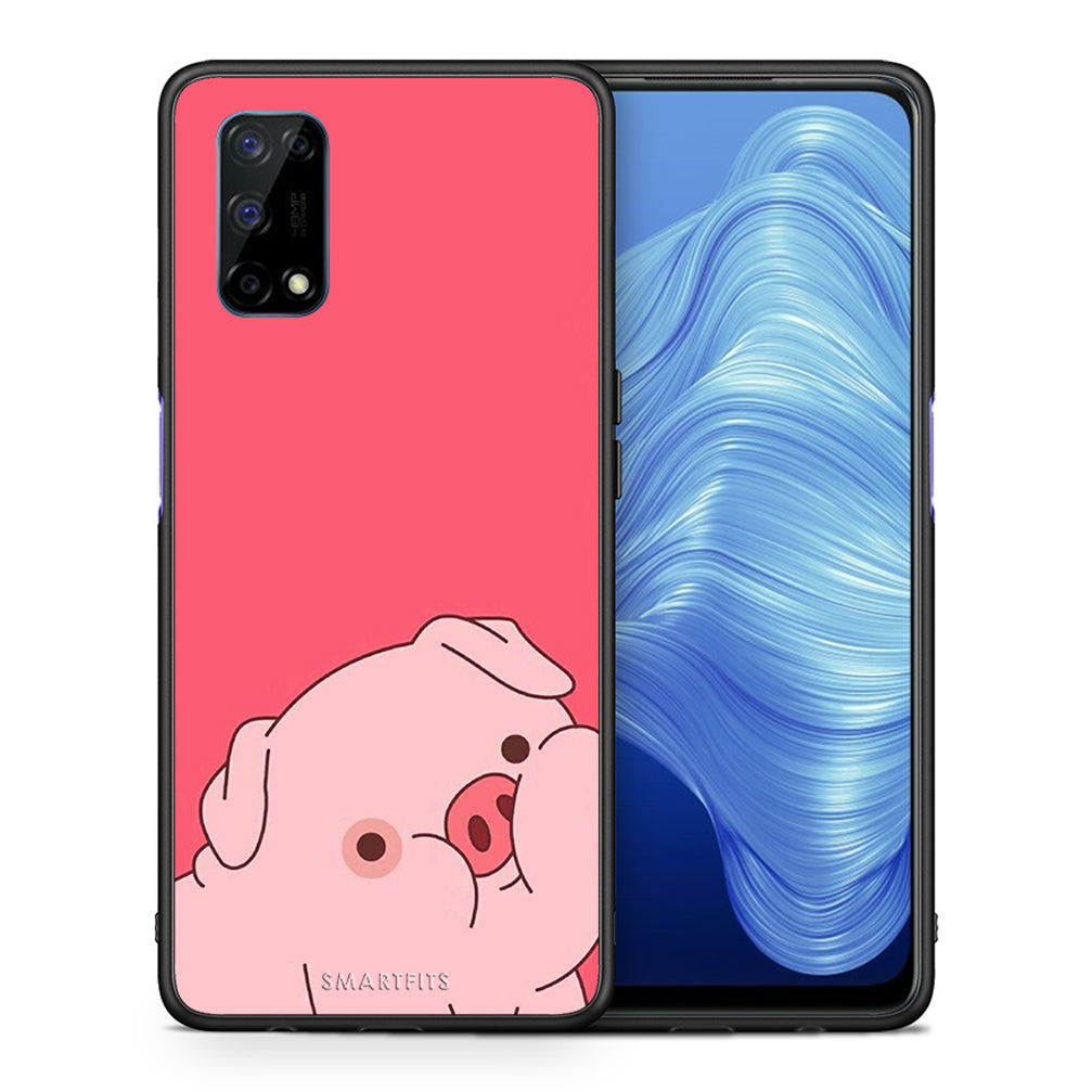 Θήκη Αγίου Βαλεντίνου Realme 7 5G Pig Love 1 από τη Smartfits με σχέδιο στο πίσω μέρος και μαύρο περίβλημα | Realme 7 5G Pig Love 1 case with colorful back and black bezels