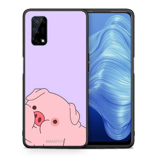 Θήκη Αγίου Βαλεντίνου Realme 7 5G Pig Love 2 από τη Smartfits με σχέδιο στο πίσω μέρος και μαύρο περίβλημα | Realme 7 5G Pig Love 2 case with colorful back and black bezels