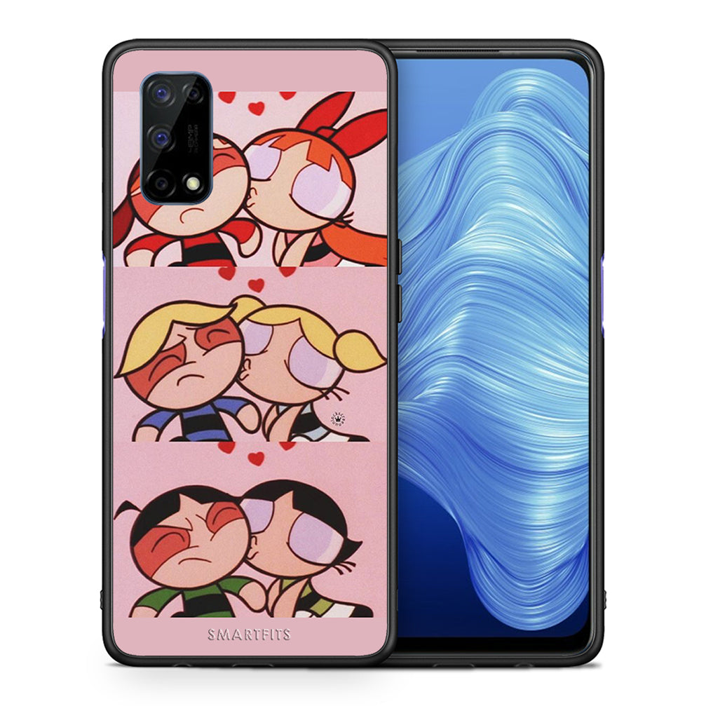 Θήκη Αγίου Βαλεντίνου Realme 7 5G Puff Love από τη Smartfits με σχέδιο στο πίσω μέρος και μαύρο περίβλημα | Realme 7 5G Puff Love case with colorful back and black bezels