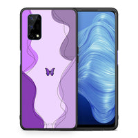 Thumbnail for Θήκη Αγίου Βαλεντίνου Realme 7 5G Purple Mariposa από τη Smartfits με σχέδιο στο πίσω μέρος και μαύρο περίβλημα | Realme 7 5G Purple Mariposa case with colorful back and black bezels