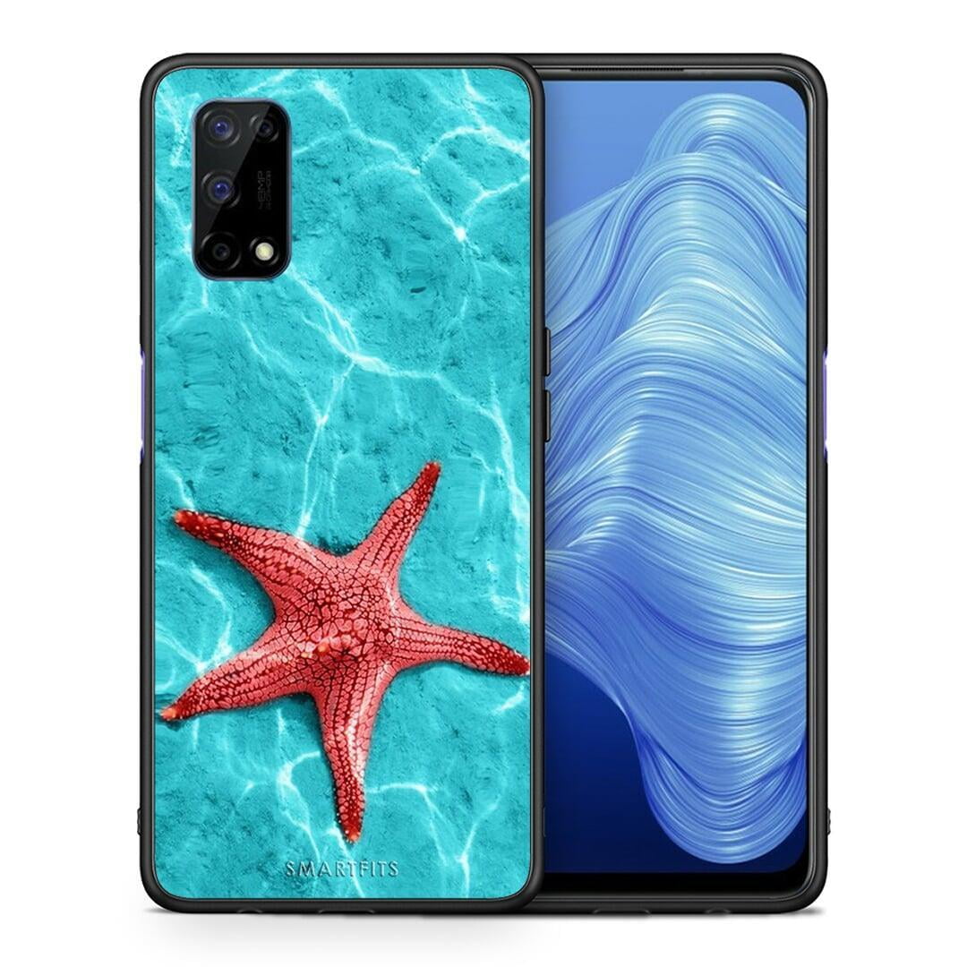 Θήκη Realme 7 5G Red Starfish από τη Smartfits με σχέδιο στο πίσω μέρος και μαύρο περίβλημα | Realme 7 5G Red Starfish case with colorful back and black bezels