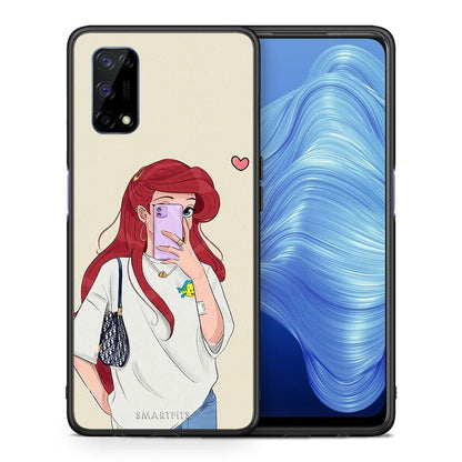Θήκη Realme 7 5G Walking Mermaid από τη Smartfits με σχέδιο στο πίσω μέρος και μαύρο περίβλημα | Realme 7 5G Walking Mermaid case with colorful back and black bezels