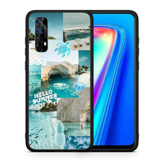 Θήκη Realme 7 Aesthetic Summer από τη Smartfits με σχέδιο στο πίσω μέρος και μαύρο περίβλημα | Realme 7 Aesthetic Summer case with colorful back and black bezels