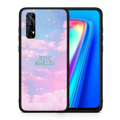 Θήκη Αγίου Βαλεντίνου Realme 7 Anti Social από τη Smartfits με σχέδιο στο πίσω μέρος και μαύρο περίβλημα | Realme 7 Anti Social case with colorful back and black bezels
