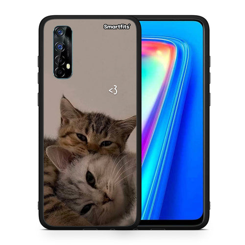 Θήκη Realme 7 Cats In Love από τη Smartfits με σχέδιο στο πίσω μέρος και μαύρο περίβλημα | Realme 7 Cats In Love case with colorful back and black bezels