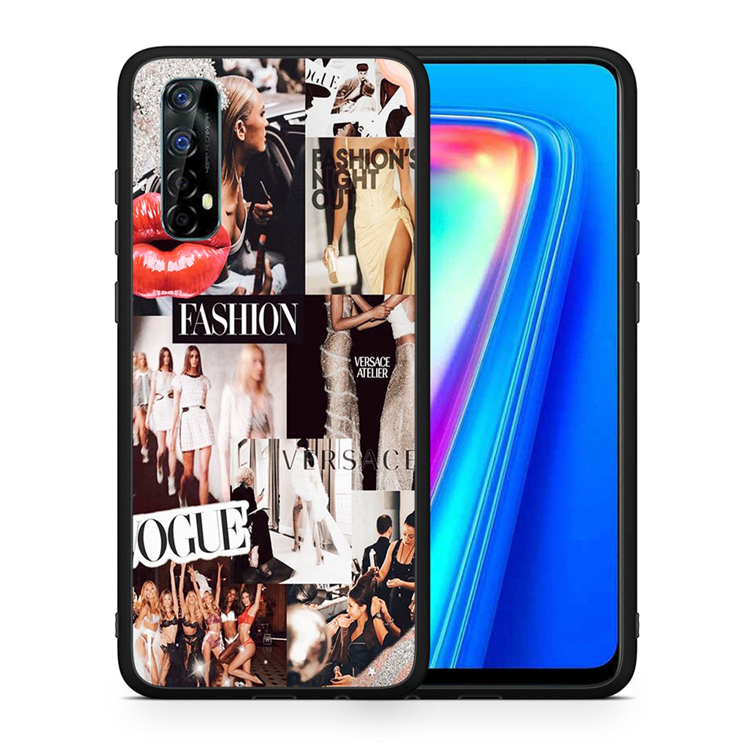 Θήκη Αγίου Βαλεντίνου Realme 7 Collage Fashion από τη Smartfits με σχέδιο στο πίσω μέρος και μαύρο περίβλημα | Realme 7 Collage Fashion case with colorful back and black bezels