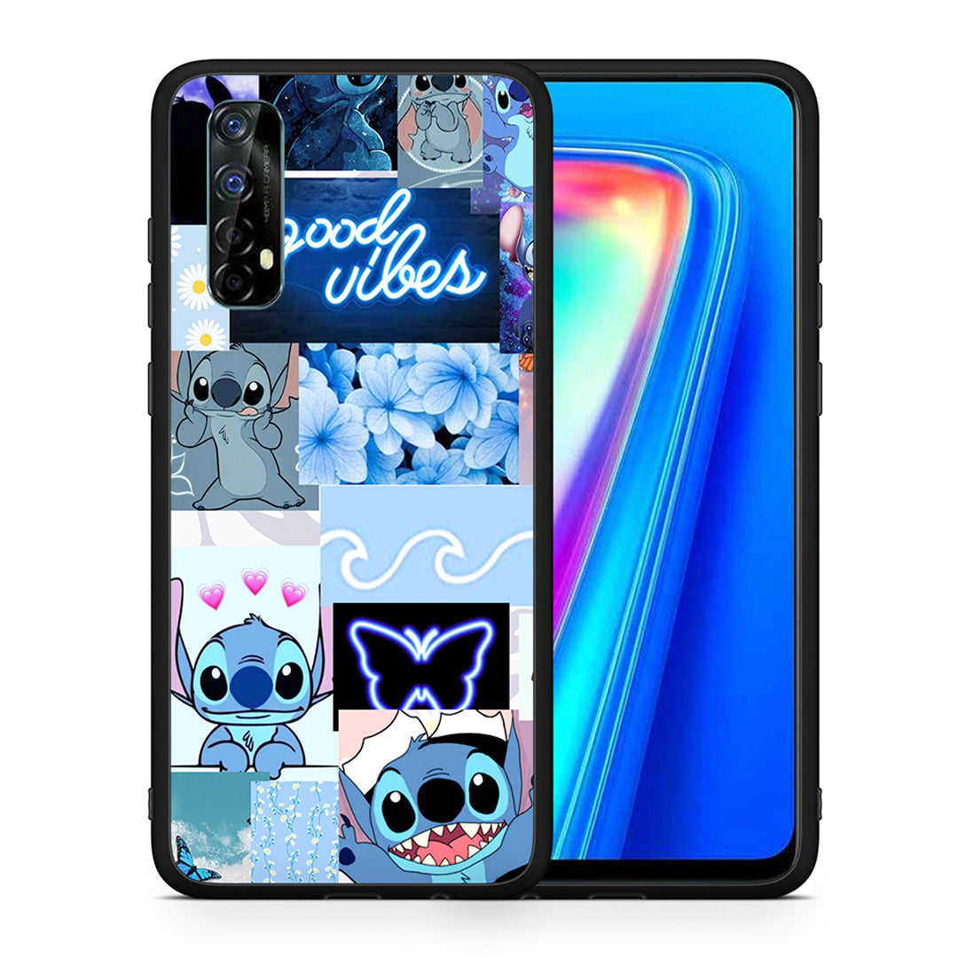 Θήκη Αγίου Βαλεντίνου Realme 7 Collage Good Vibes από τη Smartfits με σχέδιο στο πίσω μέρος και μαύρο περίβλημα | Realme 7 Collage Good Vibes case with colorful back and black bezels