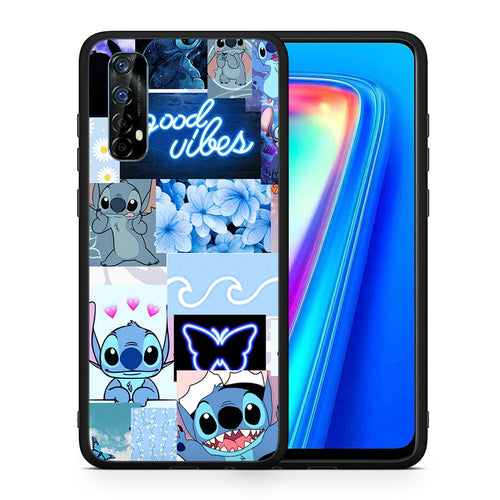 Θήκη Αγίου Βαλεντίνου Realme 7 Collage Good Vibes από τη Smartfits με σχέδιο στο πίσω μέρος και μαύρο περίβλημα | Realme 7 Collage Good Vibes case with colorful back and black bezels