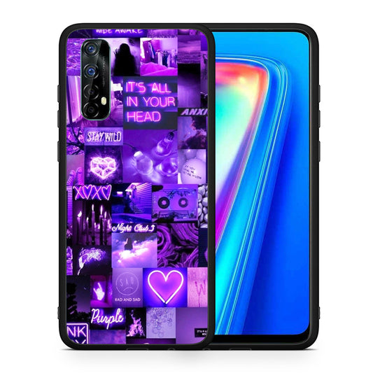 Θήκη Αγίου Βαλεντίνου Realme 7 Collage Stay Wild από τη Smartfits με σχέδιο στο πίσω μέρος και μαύρο περίβλημα | Realme 7 Collage Stay Wild case with colorful back and black bezels