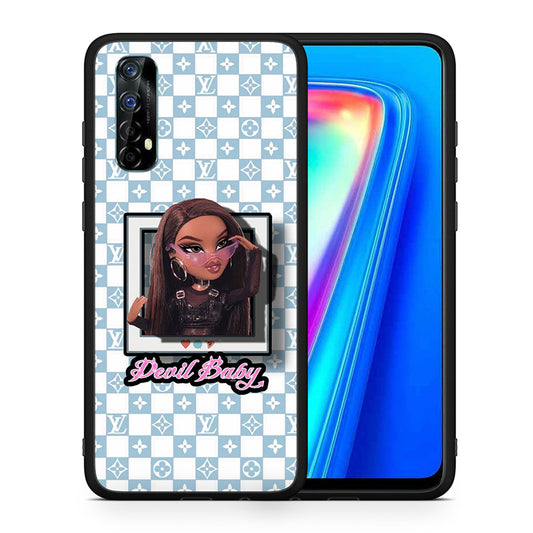 Θήκη Αγίου Βαλεντίνου Realme 7 Devil Baby από τη Smartfits με σχέδιο στο πίσω μέρος και μαύρο περίβλημα | Realme 7 Devil Baby case with colorful back and black bezels