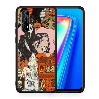 Θήκη Realme 7 Halloween Collage από τη Smartfits με σχέδιο στο πίσω μέρος και μαύρο περίβλημα | Realme 7 Halloween Collage case with colorful back and black bezels