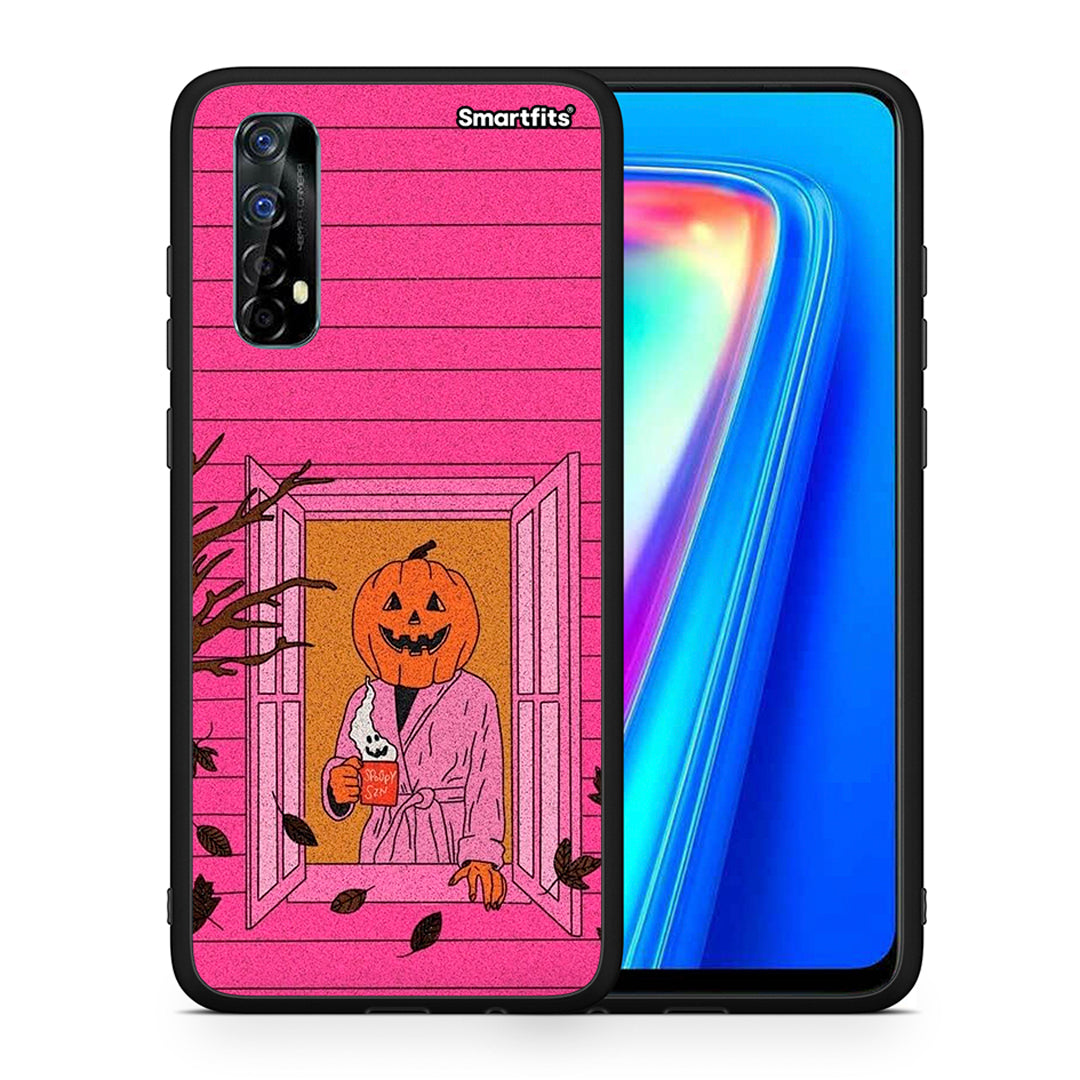Θήκη Realme 7 Halloween Pumpkin Lady από τη Smartfits με σχέδιο στο πίσω μέρος και μαύρο περίβλημα | Realme 7 Halloween Pumpkin Lady case with colorful back and black bezels