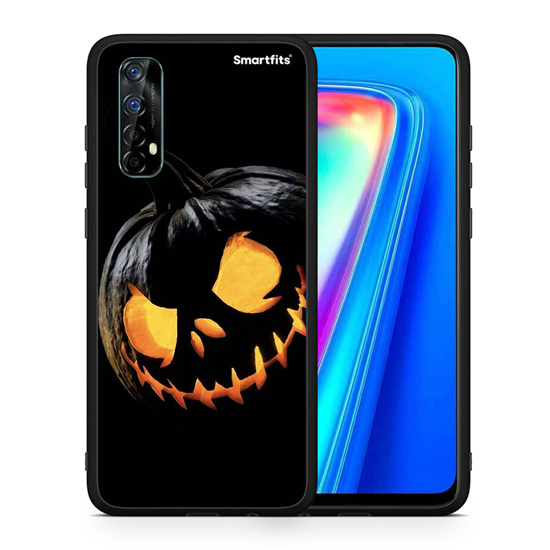 Θήκη Realme 7 Halloween Scary Pumpkin από τη Smartfits με σχέδιο στο πίσω μέρος και μαύρο περίβλημα | Realme 7 Halloween Scary Pumpkin case with colorful back and black bezels
