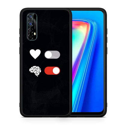 Θήκη Αγίου Βαλεντίνου Realme 7 Heart Vs Brain από τη Smartfits με σχέδιο στο πίσω μέρος και μαύρο περίβλημα | Realme 7 Heart Vs Brain case with colorful back and black bezels