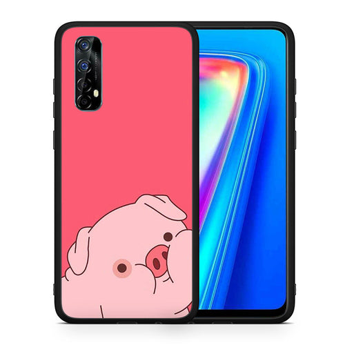 Θήκη Αγίου Βαλεντίνου Realme 7 Pig Love 1 από τη Smartfits με σχέδιο στο πίσω μέρος και μαύρο περίβλημα | Realme 7 Pig Love 1 case with colorful back and black bezels