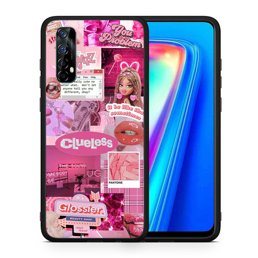 Θήκη Αγίου Βαλεντίνου Realme 7 Pink Love από τη Smartfits με σχέδιο στο πίσω μέρος και μαύρο περίβλημα | Realme 7 Pink Love case with colorful back and black bezels