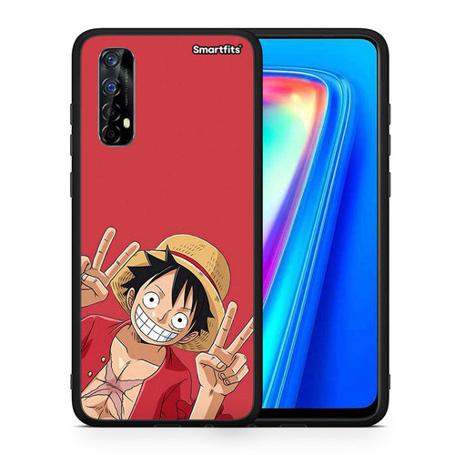 Θήκη Realme 7 Pirate Luffy από τη Smartfits με σχέδιο στο πίσω μέρος και μαύρο περίβλημα | Realme 7 Pirate Luffy case with colorful back and black bezels