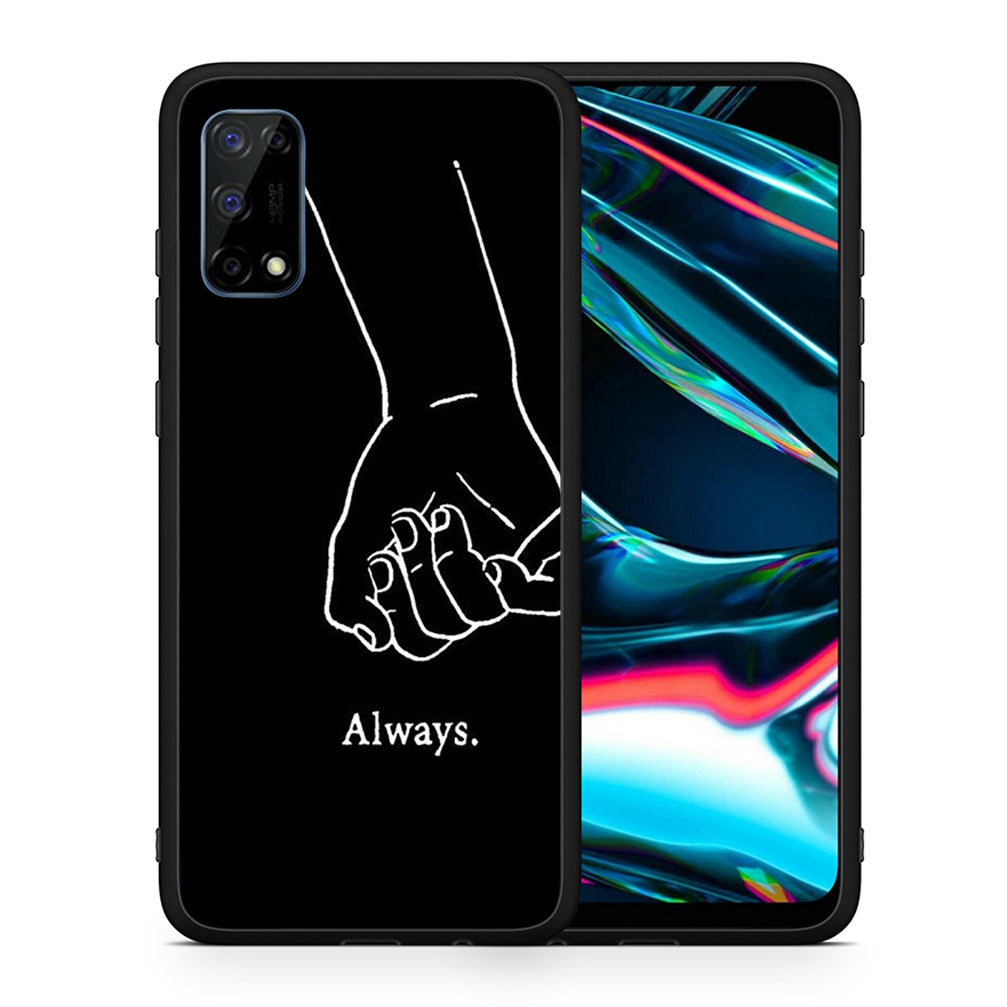 Θήκη Αγίου Βαλεντίνου Realme 7 Pro Always & Forever 1 από τη Smartfits με σχέδιο στο πίσω μέρος και μαύρο περίβλημα | Realme 7 Pro Always & Forever 1 case with colorful back and black bezels