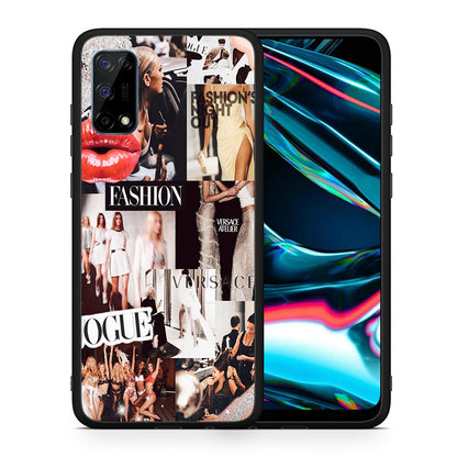 Θήκη Αγίου Βαλεντίνου Realme 7 Pro Collage Fashion από τη Smartfits με σχέδιο στο πίσω μέρος και μαύρο περίβλημα | Realme 7 Pro Collage Fashion case with colorful back and black bezels