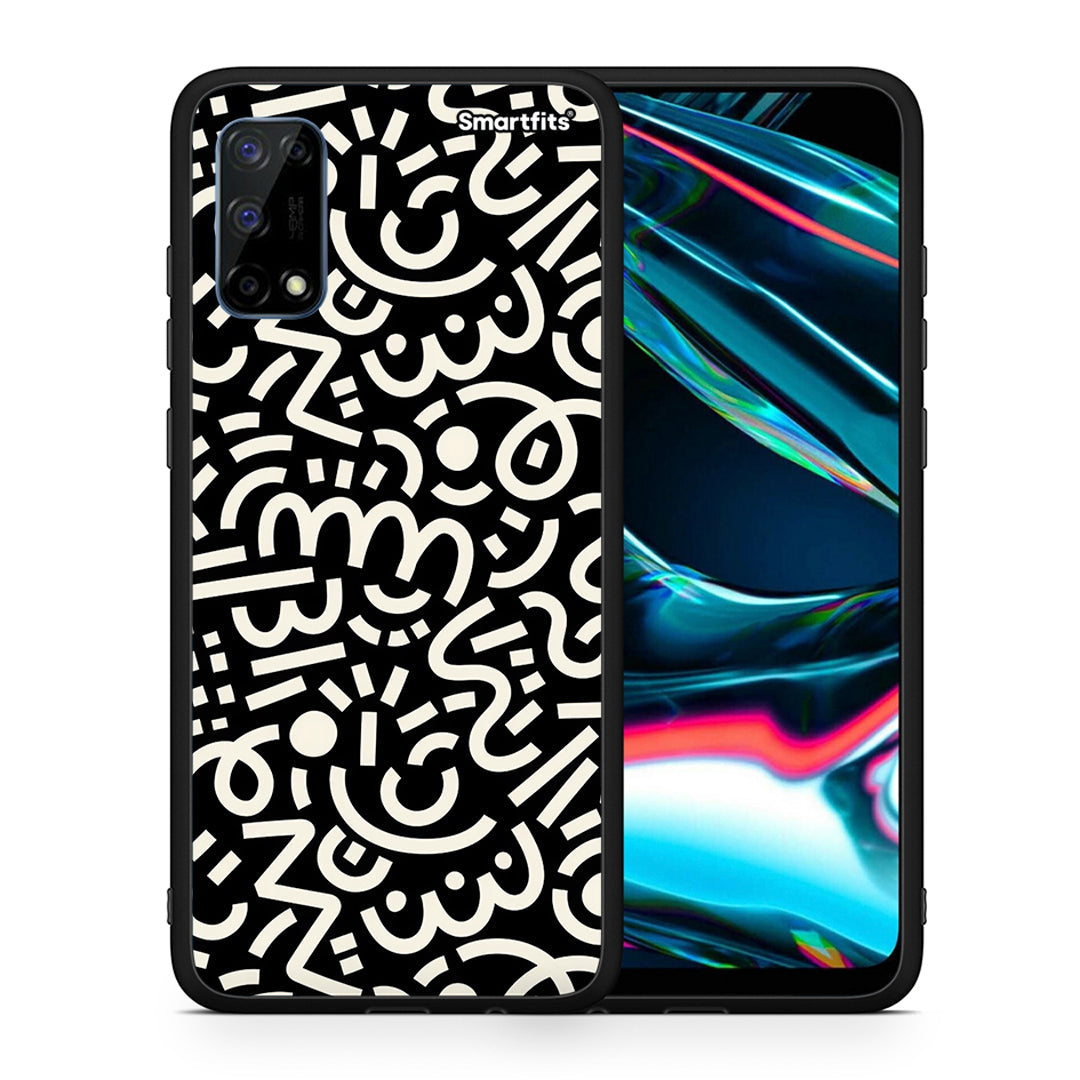 Θήκη Realme 7 Pro Doodle Art από τη Smartfits με σχέδιο στο πίσω μέρος και μαύρο περίβλημα | Realme 7 Pro Doodle Art case with colorful back and black bezels