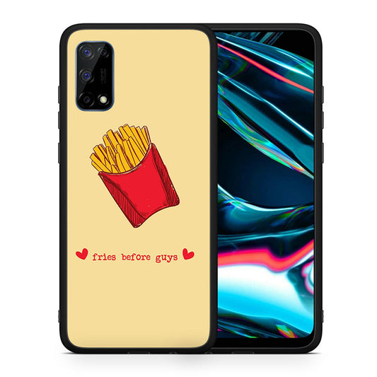 Θήκη Αγίου Βαλεντίνου Realme 7 Pro Fries Before Guys από τη Smartfits με σχέδιο στο πίσω μέρος και μαύρο περίβλημα | Realme 7 Pro Fries Before Guys case with colorful back and black bezels