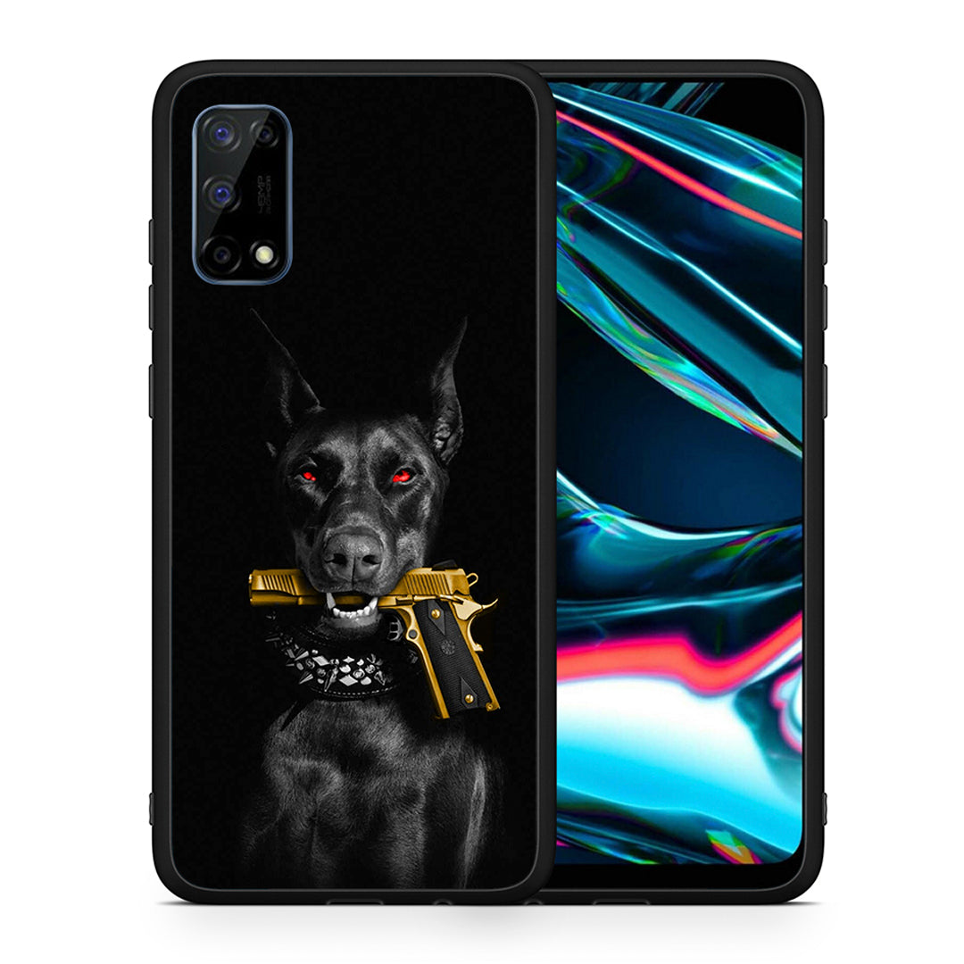 Θήκη Αγίου Βαλεντίνου Realme 7 Pro Golden Gun από τη Smartfits με σχέδιο στο πίσω μέρος και μαύρο περίβλημα | Realme 7 Pro Golden Gun case with colorful back and black bezels