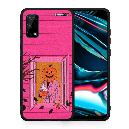 Θήκη Realme 7 Pro Halloween Pumpkin Lady από τη Smartfits με σχέδιο στο πίσω μέρος και μαύρο περίβλημα | Realme 7 Pro Halloween Pumpkin Lady case with colorful back and black bezels
