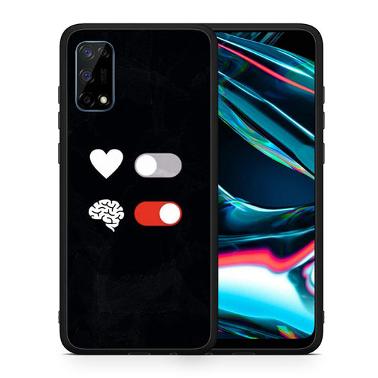 Θήκη Αγίου Βαλεντίνου Realme 7 Pro Heart Vs Brain από τη Smartfits με σχέδιο στο πίσω μέρος και μαύρο περίβλημα | Realme 7 Pro Heart Vs Brain case with colorful back and black bezels