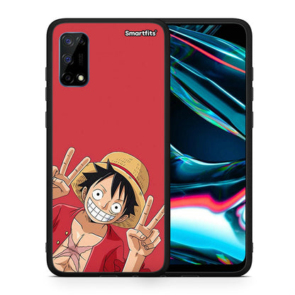 Θήκη Realme 7 Pro Pirate Luffy από τη Smartfits με σχέδιο στο πίσω μέρος και μαύρο περίβλημα | Realme 7 Pro Pirate Luffy case with colorful back and black bezels