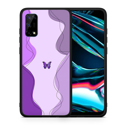 Θήκη Αγίου Βαλεντίνου Realme 7 Pro Purple Mariposa από τη Smartfits με σχέδιο στο πίσω μέρος και μαύρο περίβλημα | Realme 7 Pro Purple Mariposa case with colorful back and black bezels