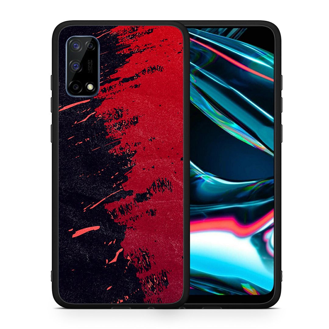 Θήκη Αγίου Βαλεντίνου Realme 7 Pro Red Paint από τη Smartfits με σχέδιο στο πίσω μέρος και μαύρο περίβλημα | Realme 7 Pro Red Paint case with colorful back and black bezels