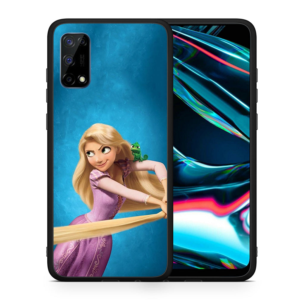 Θήκη Αγίου Βαλεντίνου Realme 7 Pro Tangled 2 από τη Smartfits με σχέδιο στο πίσω μέρος και μαύρο περίβλημα | Realme 7 Pro Tangled 2 case with colorful back and black bezels