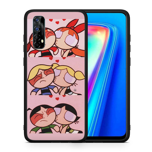Θήκη Αγίου Βαλεντίνου Realme 7 Puff Love από τη Smartfits με σχέδιο στο πίσω μέρος και μαύρο περίβλημα | Realme 7 Puff Love case with colorful back and black bezels