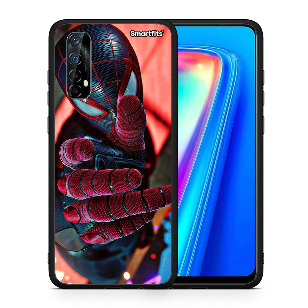 Θήκη Realme 7 Spider Hand από τη Smartfits με σχέδιο στο πίσω μέρος και μαύρο περίβλημα | Realme 7 Spider Hand case with colorful back and black bezels
