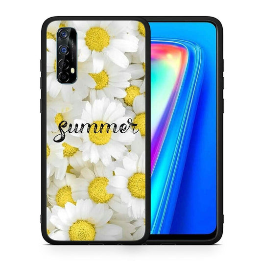 Θήκη Realme 7 Summer Daisies από τη Smartfits με σχέδιο στο πίσω μέρος και μαύρο περίβλημα | Realme 7 Summer Daisies case with colorful back and black bezels