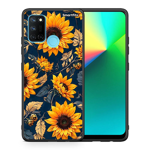 Θήκη Realme 7i / C25 Autumn Sunflowers από τη Smartfits με σχέδιο στο πίσω μέρος και μαύρο περίβλημα | Realme 7i / C25 Autumn Sunflowers case with colorful back and black bezels