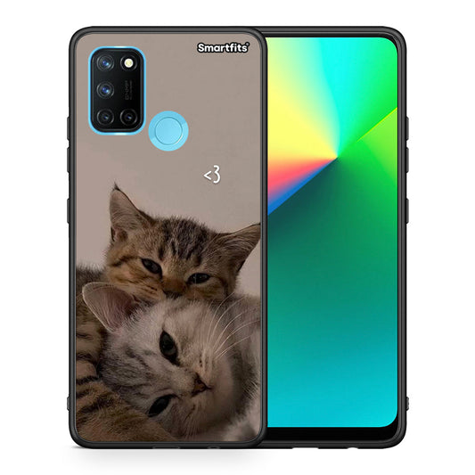 Θήκη Realme 7i / C25 Cats In Love από τη Smartfits με σχέδιο στο πίσω μέρος και μαύρο περίβλημα | Realme 7i / C25 Cats In Love case with colorful back and black bezels